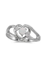 catchy white gold round opal gemstone diamond heart birthstone baby ring